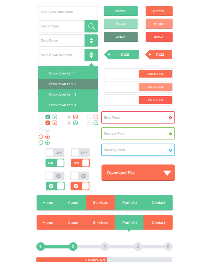 模組#29 平面風格UI Kit框架的用戶介面圖片2